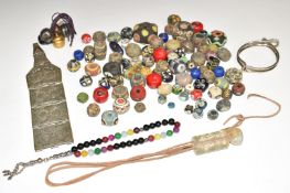 A collection of 19thC and earlier Venetian glass trade beads and a rock crystal intaglio bead