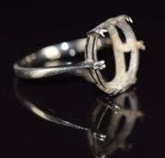 Art Deco 18ct white gold ring mount, 3.3g, size N