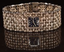 Jean Renet hallmarked silver ladies wristwatch with white hands and hour markers and blue dial, on