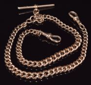 A 9ct rose gold double graduated Albert / watch chain, 49.5g
