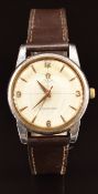 Omega Seamaster gentleman's automatic wristwatch ref. 2846 with gold hands and hour markers, red