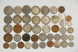 Small collection of coins to include late 19th and early 20thC one rupee pieces, inter war