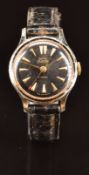Smiths Empire gentleman's wristwatch with gold hands and baton markers, black dial and plated