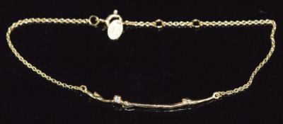 An 18ct gold bracelet set with a diamond by Alex Monroe, 1.6g, 17cm long