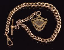 Victorian graduated 9ct rose gold Albert / fob watch chain, 54.2g