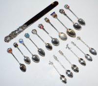 Quantity of silver collector's spoons, hallmarked, continental 800 grade and foreign 925 grades,