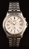 Seiko Kinetic SQ100 gentleman's wristwatch ref. 5M42-0B50 with date aperture, luminous hands,
