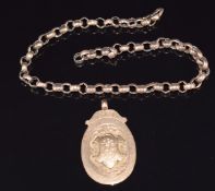 A 9ct rose gold fob and section of 9ct rose gold faceted link chain, 10.8g