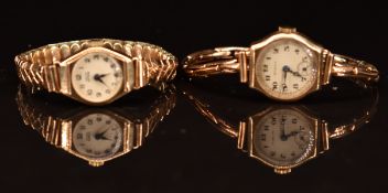 Two 9ct gold ladies wristwatches comprising Buren on yellow metal expanding bracelet and Smiths