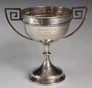 George V Walker & Hall hallmarked silver twin handled trophy cup, engraved for the Verulam golf club