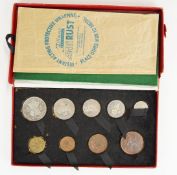 George VI 1950 half crown to farthing proof coin set, in case