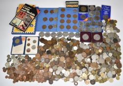 An amateur collection of UK coinage, George III onwards, includes silver content Queen Victoria