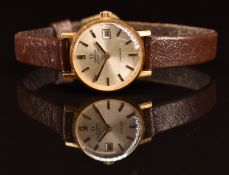 Omega ladies automatic wristwatch ref. 562.0018 with date aperture, black hands, two-tone baton hour