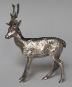 Modern hallmarked silver novelty model of a stag, Birmingham 1991, maker A Edward Jones Ltd,