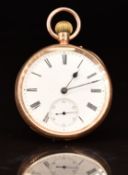 Norville of Gloucester 9ct gold keyless winding open faced pocket watch with subsidiary seconds