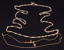 Two 9ct gold chains, 3.2g