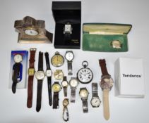 Eighteen various pocket and wristwatches including Tissot Seastar, Technos, Accurist, Services,