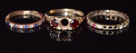 Three 9ct gold ring mounts, 6.5g