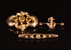 Victorian brooch with faceted decoration set with citrines, Edwardian 9ct gold brooch set with paste