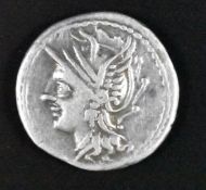 Roman Republic silver Denarius Coelius Caldus 104BC, VF