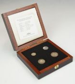 Maundy coins comprising three Victorian young head 4d, 3d and 1d together with an 1858 2d, contained