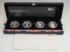 Royal Mint Queen's Portrait Collection of four £5 silver proof coins