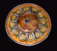 Norman Grant silver pendant/ brooch set with enamel with floral design, Edinburgh 1976, 5.5cm