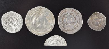 Five coins comprising Richard I cut halfpenny, together with Edward III groat, half groat and penny,