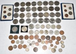 A collection of UK modern crowns, George VI 1937 onwards, sundry coinage etc