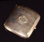 Art Deco 9ct gold cigarette case, 7 x 8cm, 79g, in original box