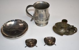 Archibald Knox Tudric Pewter for Liberty & Co tankard with hammered decoration, shape number