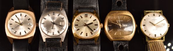Five various gentleman's mechanical wristwatches comprising Limit automatic, Rotary, Accurist
