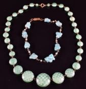 Art Deco glass necklace and a turquoise bracelet