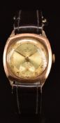 Smiths De Luxe 9ct gold gentleman's wristwatch with inset subsidiary seconds dial, gold hands and