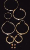 Three pairs of 9ct gold earrings and three single 9ct gold earrings, 6.7g