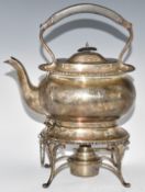 George V hallmarked silver spirit kettle on stand, Sheffield 1921, maker James Deakin & Sons, height