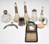 Various hallmarked silver topped and mounted cut glass bottles, hallmarked silver Berthold Muller