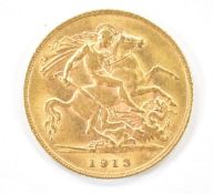 George V 1913 gold half sovereign