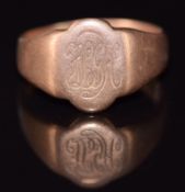 A c1920 9ct rose gold signet ring by H.G & S, 4.8g, size R
