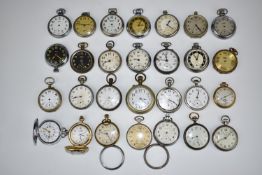 Twenty-eight various keyless winding open faced and full hunter pocket watches including Smiths,
