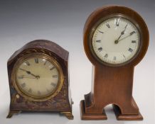 Chinoiserie decorated mantel clock together with an Arts & Crafts Voysey or Charles Rennie