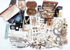 A collection of costume jewellery including Trifari, Napier, Monet, silver and other necklaces,