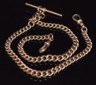 A 9ct rose gold graduated double Albert / watch chain, 57.4g