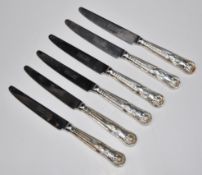 Six King's pattern hallmarked silver handled knives, Sheffield 1999, maker United Cutlers Ltd,