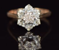 A 9ct gold ring set with diamonds, 3.1g, size S