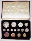 Royal Mint George VI 1937 specimen coin set comprising fifteen coins including Maundy, in case