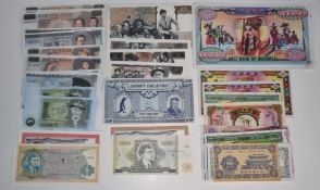 Approximately forty five fantasy issue banknotes including Bank of Peckham (Only Fools and