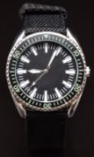 French Navy military style gentleman's wristwatch with luminous hands and hour markers, fixed bezel,