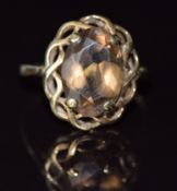 A 9ct gold ring set with a smoky quartz, 3.3g, size N