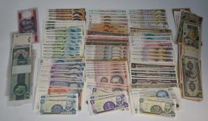 Approximately 150 banknotes from North and South America including Brazil, Argentina, Peru,